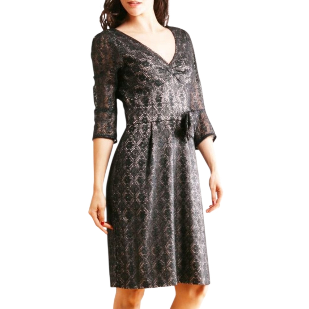 MARC by MARC JACOBS Dress Party Cocktail‎ Dance Shimmer Size 2 Black Vneck Bow